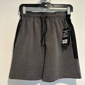 NWT Product DNA Sz:18 game time gray black athletic shorts hidden zipper pocket.